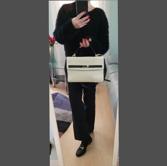 Talbots Elegant Black and White Leather Crossbody/Handbag ❤️ - Picture 7 of 8